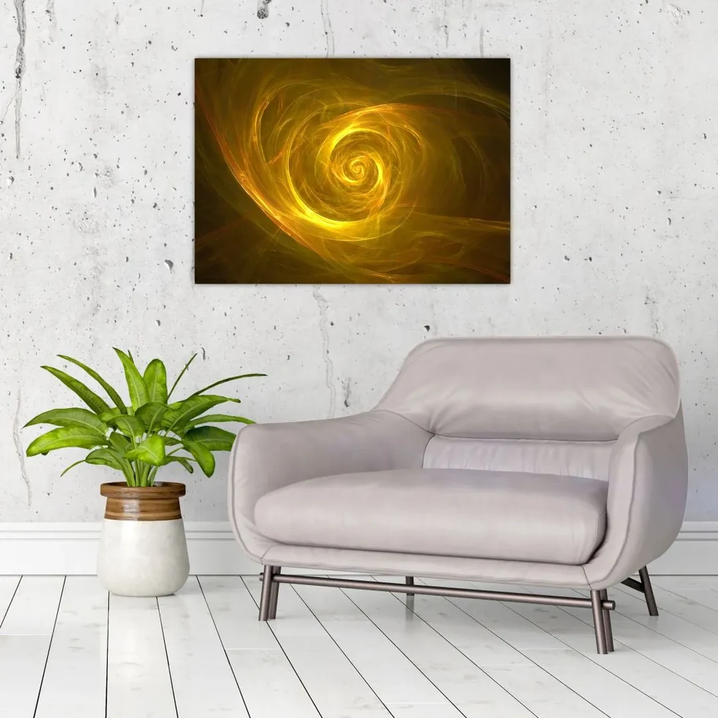 Tablou cu spirala abstractă în galben (70x50 cm), în 40 de alte dimensiuni noi