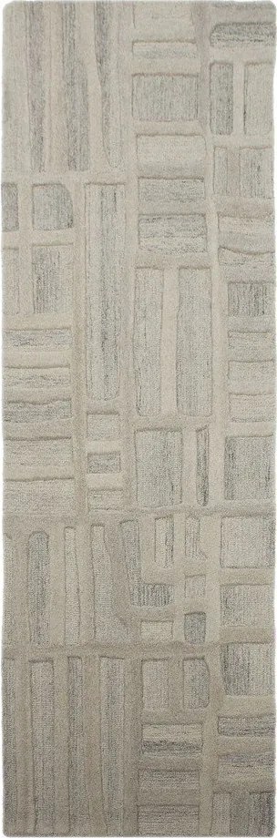 Covor tip traversă grej țesut manual din lână 80x300 cm Elva – Flair Rugs