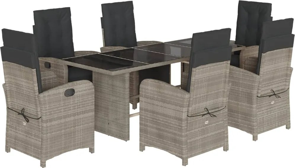 vidaXL Set mobilier de grădină cu perne, 7 piese gri deschis poliratan