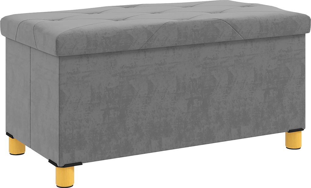 HOMCOM Banc de depozitare capăt de pat pliabil volum 67 L capacité de charge 120 kg avec couvercle 76L x 38l x 38H cm gris | Aosom Romania