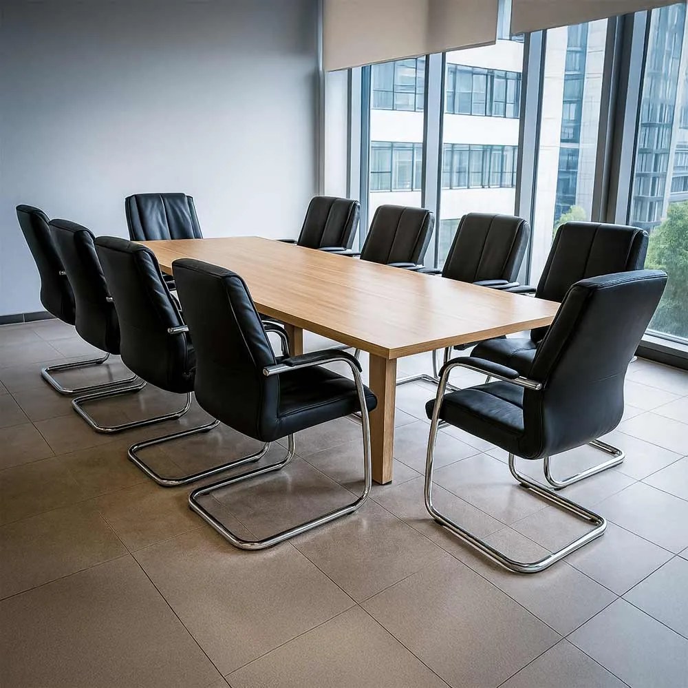 Scaun vizitatori negru din piele ecologică și cadrul cromat tip sanie OFF 8117