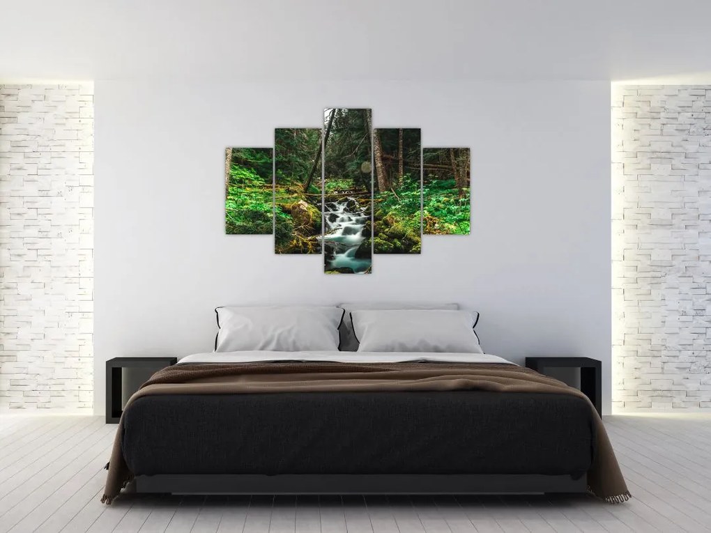 Tablou cu pârău în pădure (150x105 cm)