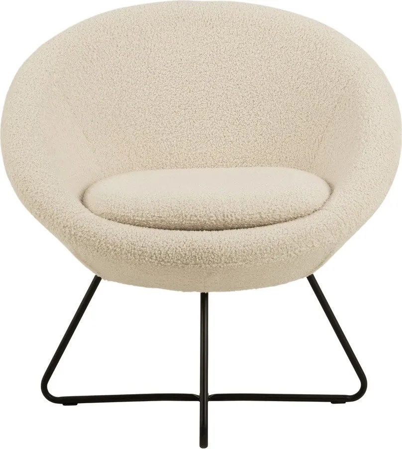 Fotoliu cu tapițerie din lână sintetică Actona Center, alb - crem