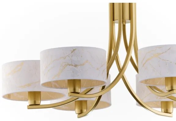 Jupiter 2098 - Lustru cu lanț ARTHUR 6xE27/15W/230V alb/auriu/decor marmură