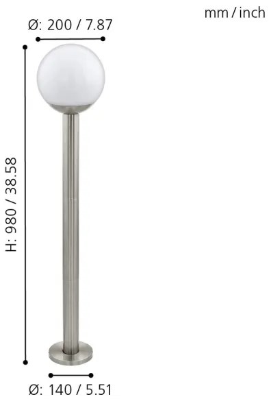 Lampă LED de exterior NISIA-C 1xE27/9W/230V 980 mm IP44 Eglo 97249