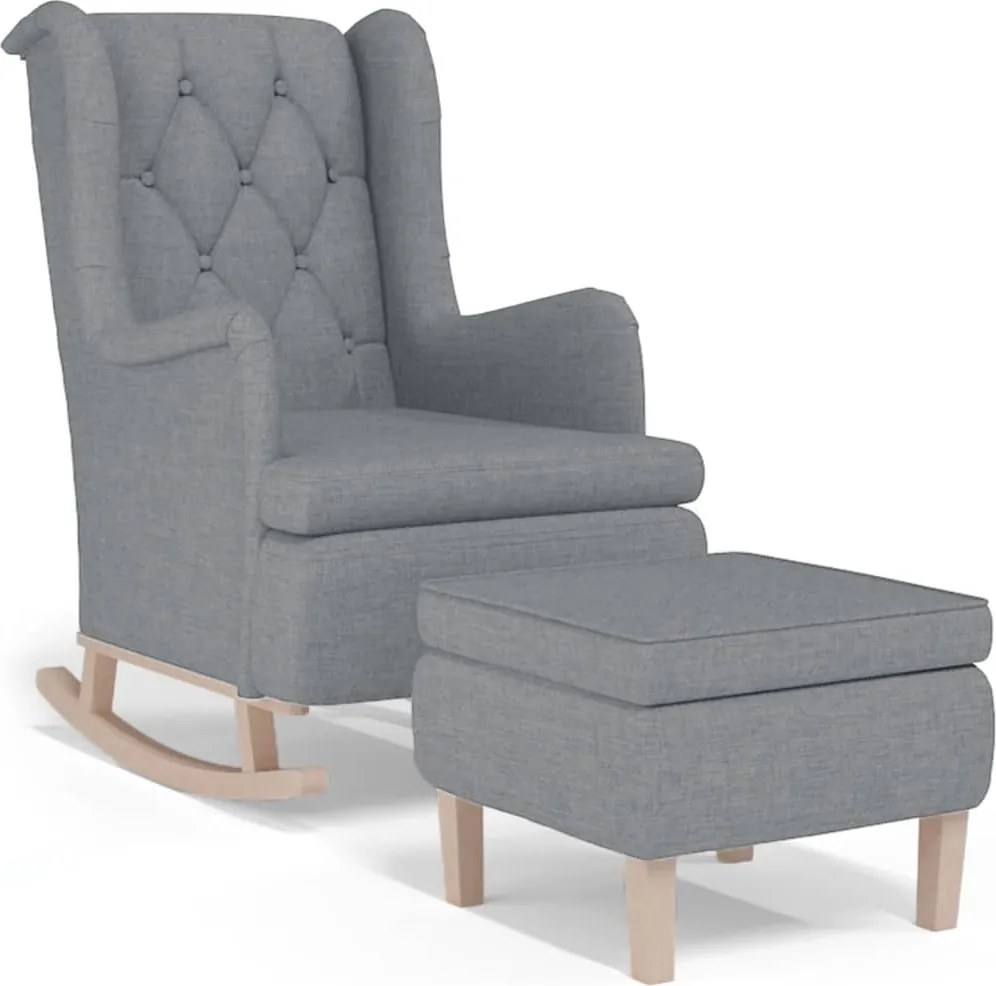 vidaXL Fotoliu balansoar cu taburet, gri deschis, material textil