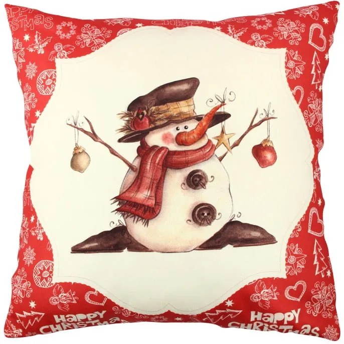 Pernă Snowman Red&White, 43 x 43 cm