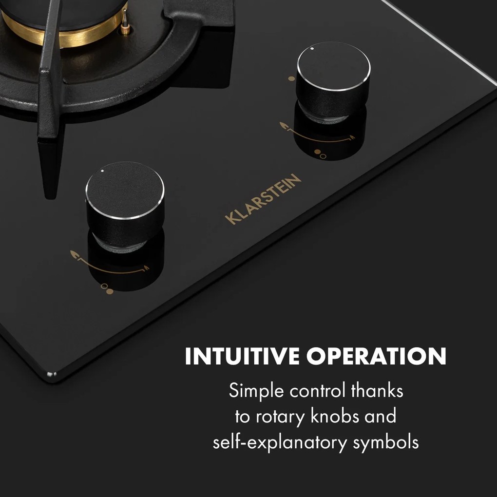 Goldflame Domino, plită pe gaz, 2 arzătoare din aramă, ceramică din sticlă