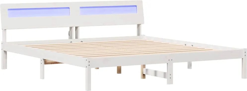 vidaXL Cadru de pat cu headboard Alb 180 x 200 cm Lemn de pin masiv