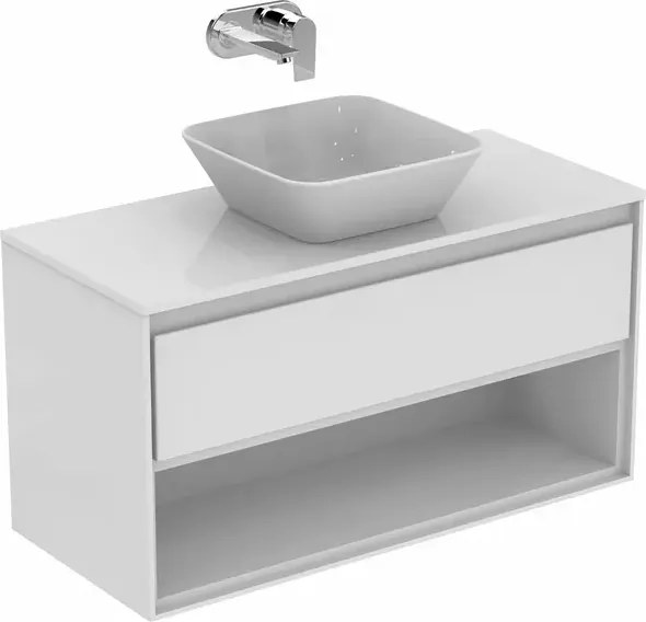 Dulap suspendat pentru lavoar alb Ideal Standard Connect Air 100 cm cu spatiu depozitare E0818B2