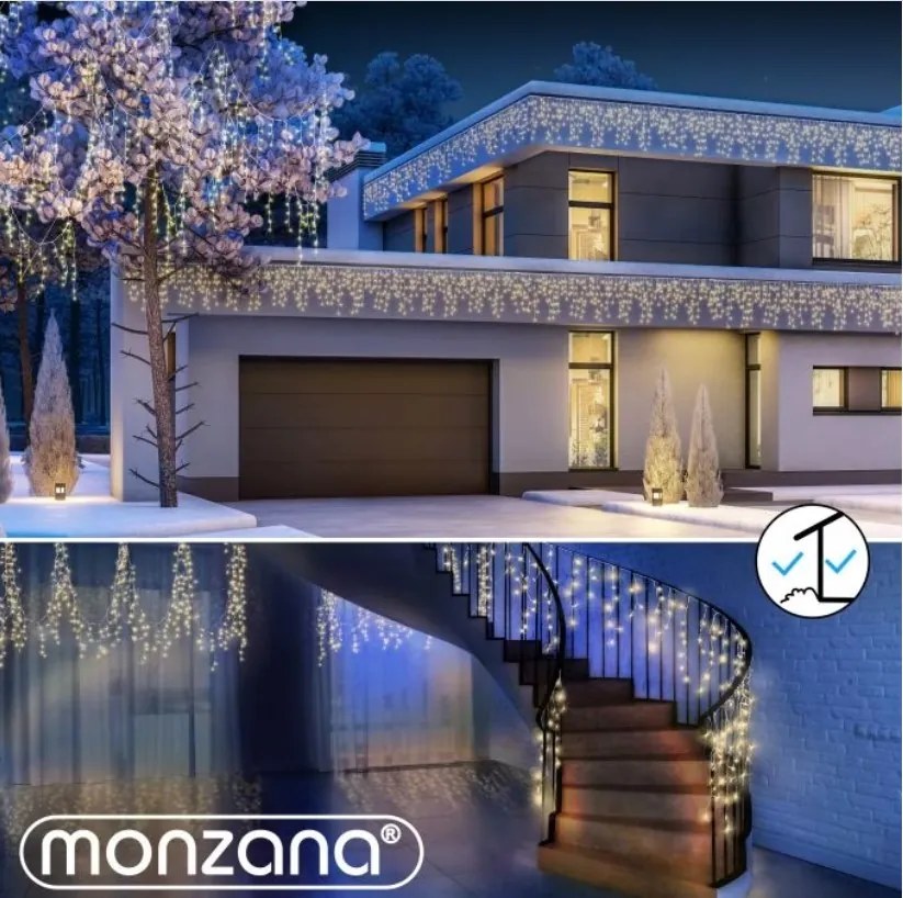 Monzana Șir luminos de Crăciun CECIL, 5m, alb cald