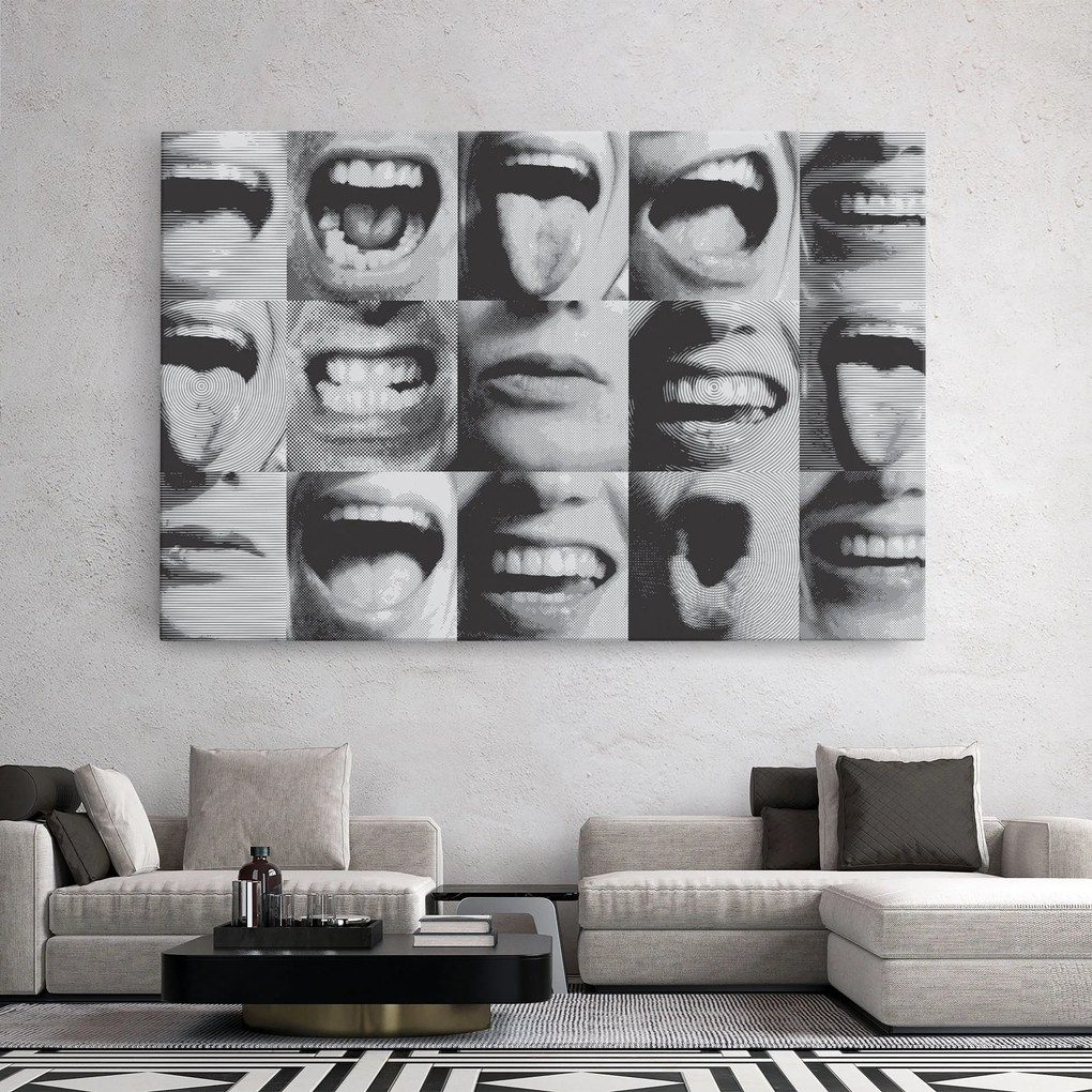 Tablou Canvas, 50x70cm, Dormitor si Living, Moderne, Colaje, Grey Mouth Collage