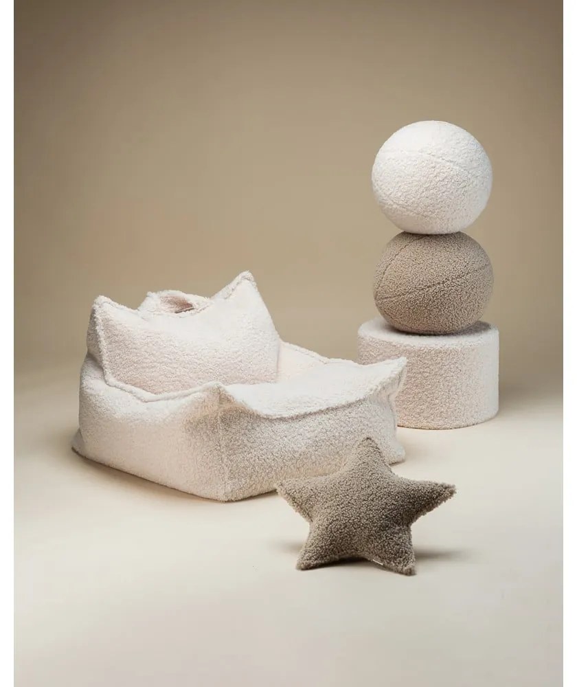 Fotoliu puf pentru copii crem cu tapițerie din țesătură bouclé Chair – Wigiwama