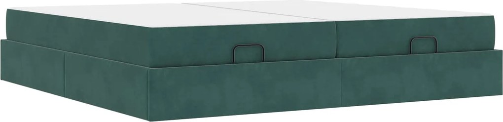 vidaXL Cadru de pat cu saltea cu saltea 2 pcs Verde Catifea
