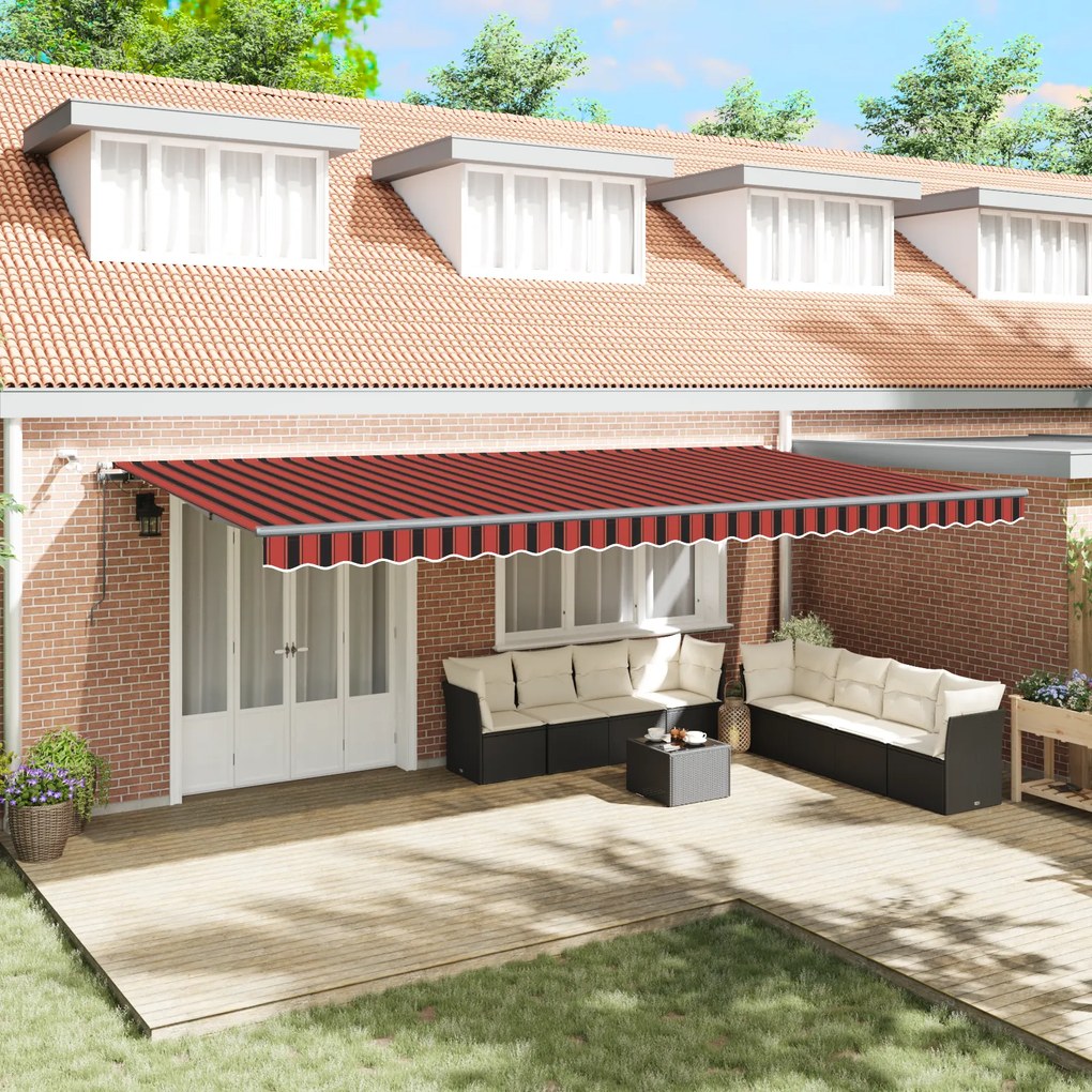 vidaXL Marchiza retractabilă automată cu LED portocalie și maro 600x350 cm