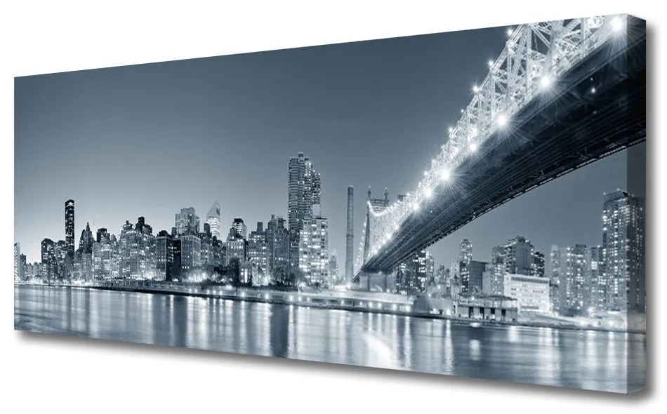 Tablou pe panza canvas Bridge City Arhitectura Gray