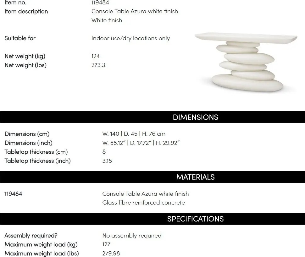 Consola design LUX Azura alb