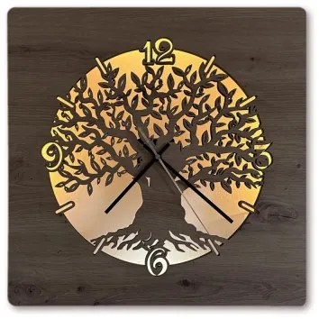 Li-Go 23537/DUB2 - Ceas LED reglabil, LED/10W/5V, 20000 mAh, 42x42 cm, stejar + telecomandă