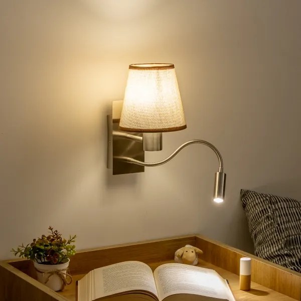 Lampă LED de perete Brilagi NUBILA 1xE27/25W/230V + LED/3W crom mat/maro