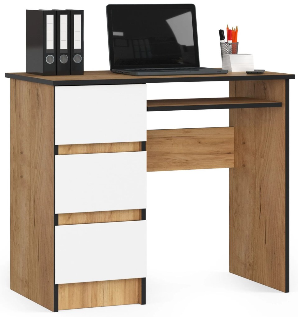 Masă PC Benicio (Stejar craft + Alb) (S). 1070961