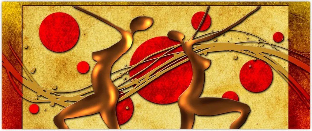 Tablou abstract cu două femei (120x50 cm)