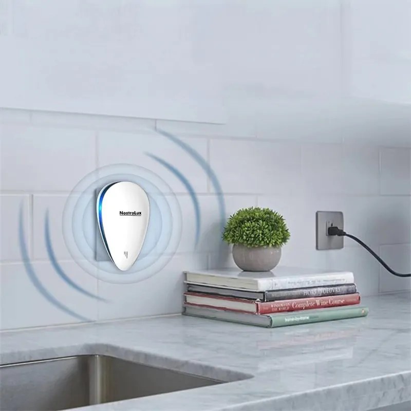 Aparat de protectie impotriva daunatorilor NostroLux NL51771A, 5 W, Pana la 75 m², Ultrasunete, Sigur pentru copii, Alb