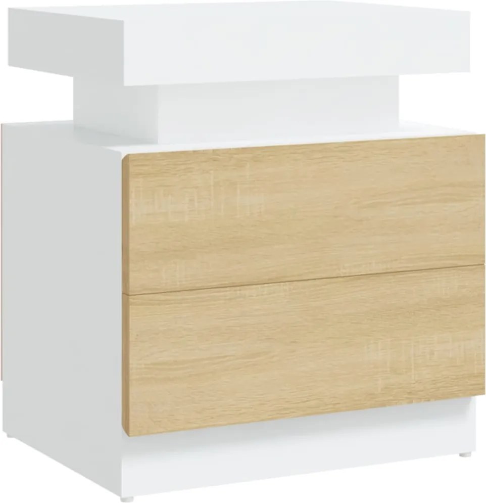 vidaXL Noptieră, alb și stejar sonoma, 45x35x52 cm, lemn prelucrat