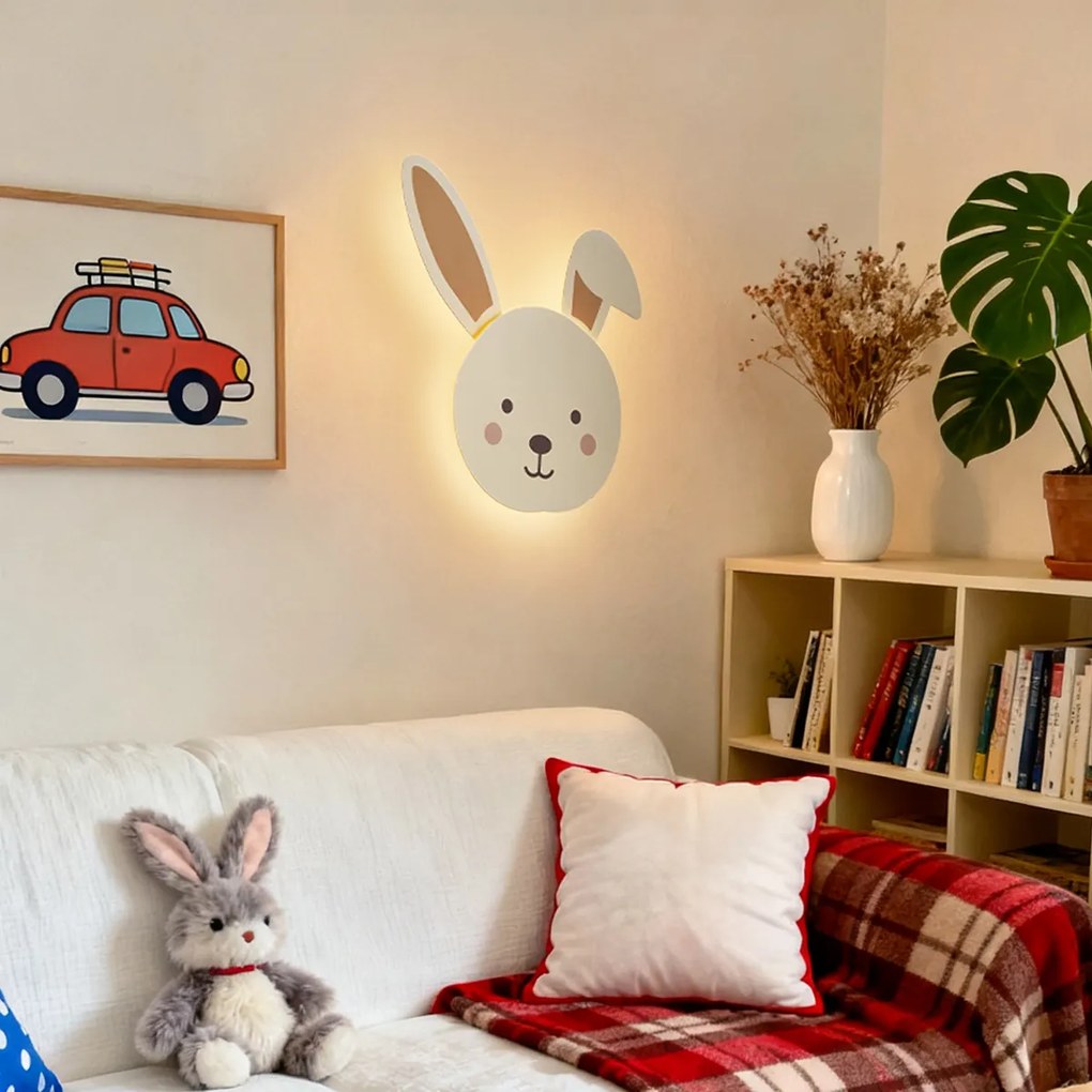 Lampă de perete pentru copii galbenă cu LED, cu 3 trepte de intensitate luminoasă - Benny the Bunny