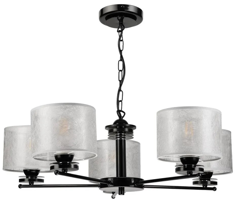 Candelabru pe lanț ROSA 5xE27/60W/230V negru/gri