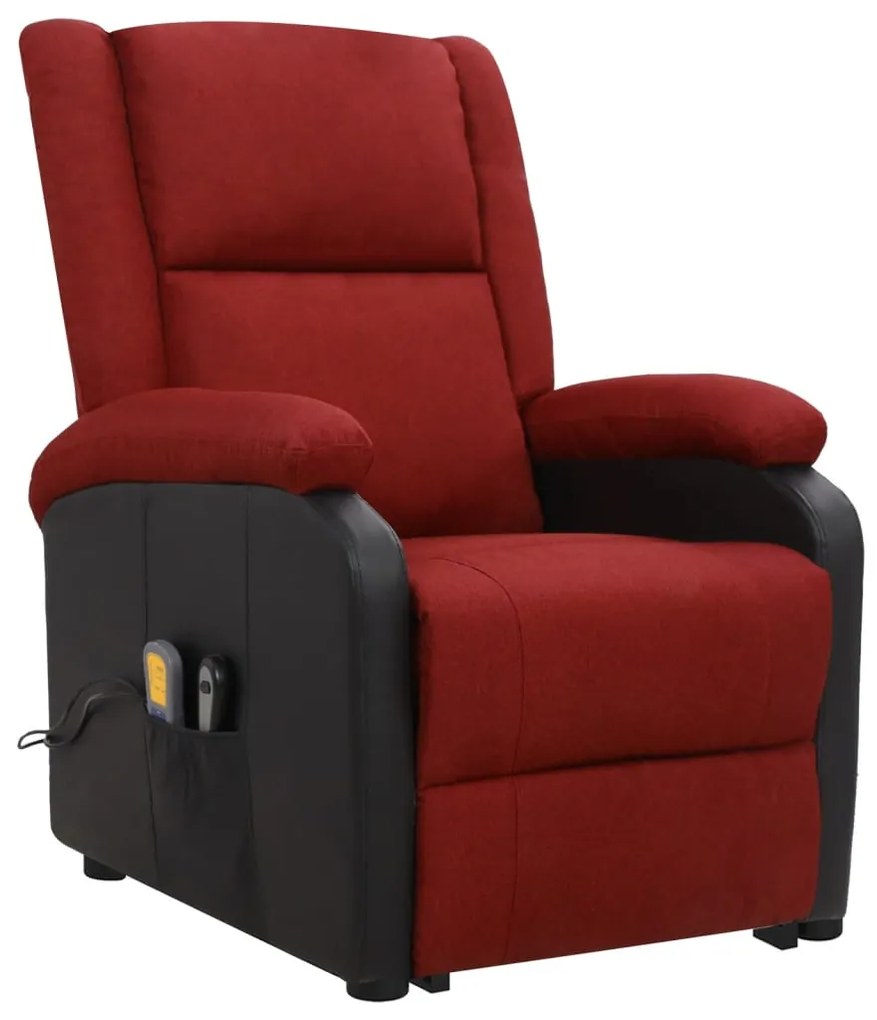 329516 vidaXL Fotoliu de masaj rabatabil vertical, roșu vin, material textil