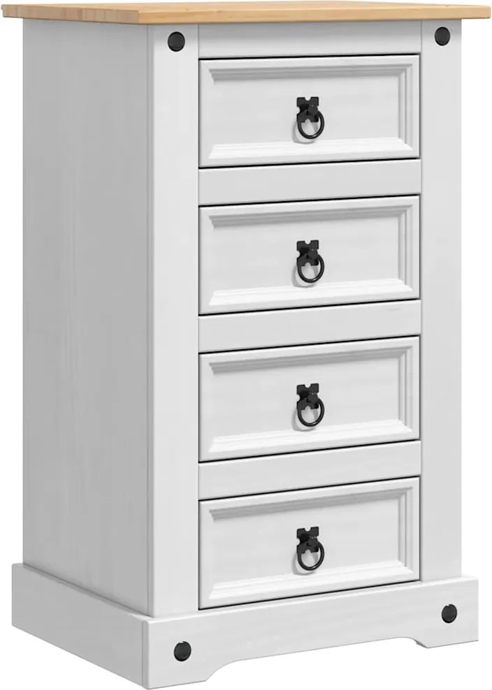 vidaXL Noptieră cu sertar Corona Alb 53 x 39 x 84 cm Lemn de pin masiv