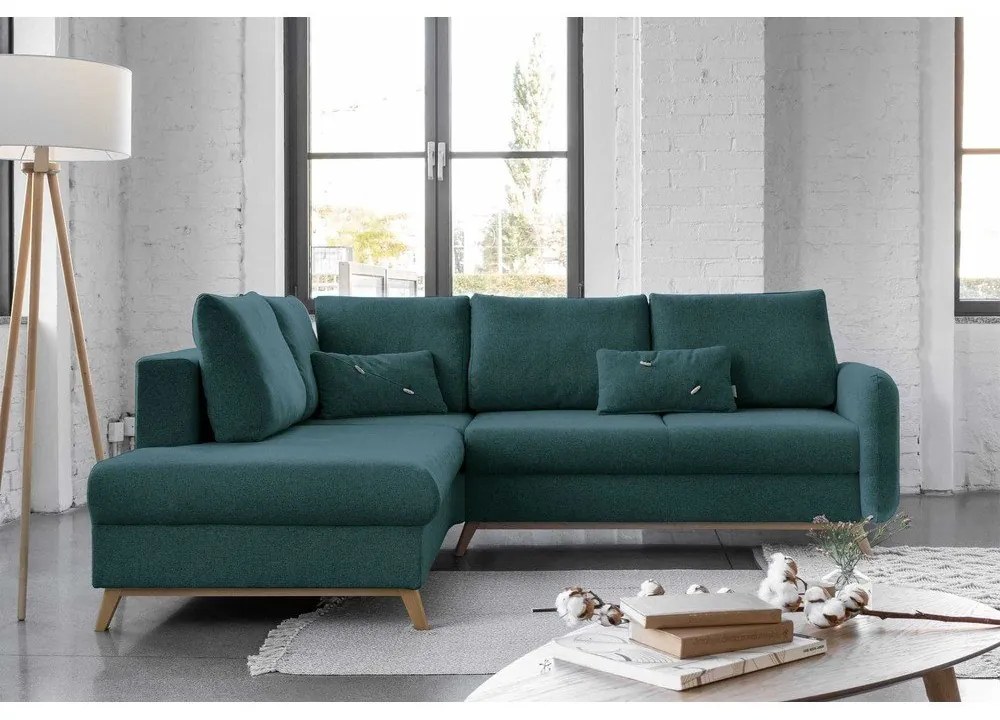 Colțar extensibil cu șezlong pe partea stângă Miuform Scandic Lagom L, turcoaz