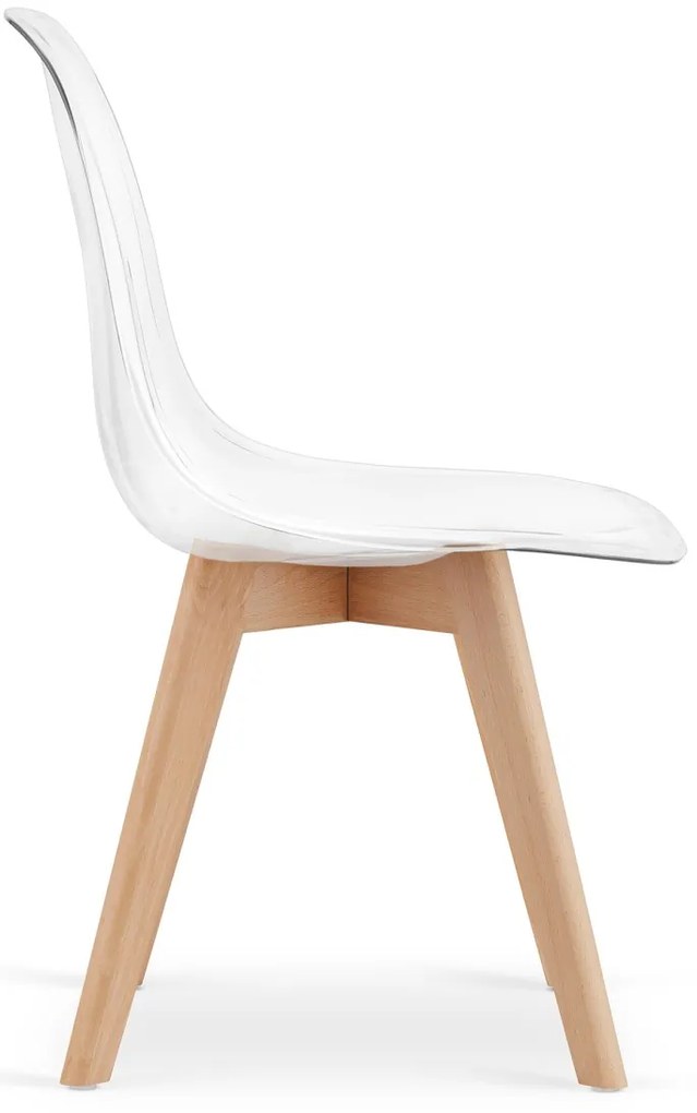Scaun transparent KITO cu picioare din lemn de fag