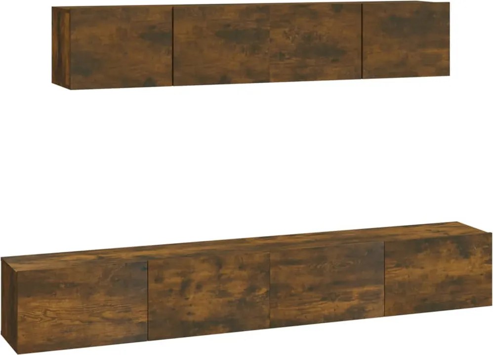 vidaXL Set dulapuri TV, 4 piese, stejar fumuriu, lemn prelucrat