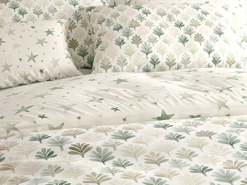 Lenjerie de pat din microfibra TREES & STARS verde Dimensiune lenjerie de pat: 70 x 90 cm | 140 x 220 cm