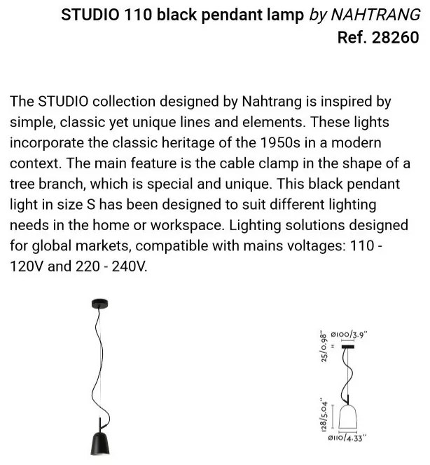 Lustra suspendata design modern Studio 110 negru