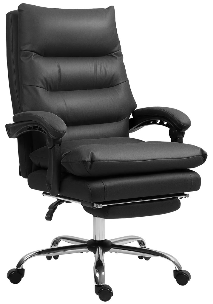 Vinsetto Scaun de birou cu funcție de masaj, încălzit, înclinabil, din piele sintetică, 65x72x109-117cm, Negru | Aosom Romania