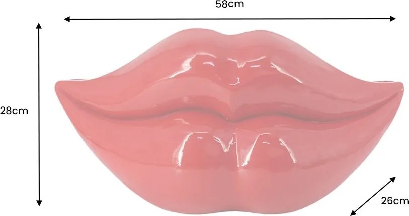 Vaza flori, Vas decorativ Vase LIP 55cm buze rosii