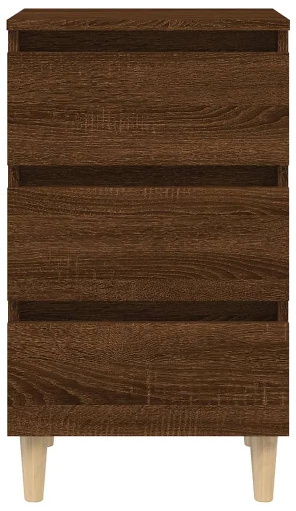Noptiera cu picioare din lemn masiv, stejar maro, 40x35x69 cm 1, Stejar brun