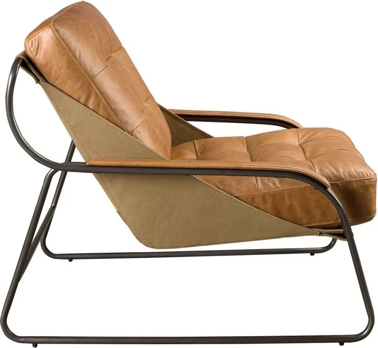 Fotoliu confortabil tapitat cu piele naturala Maro