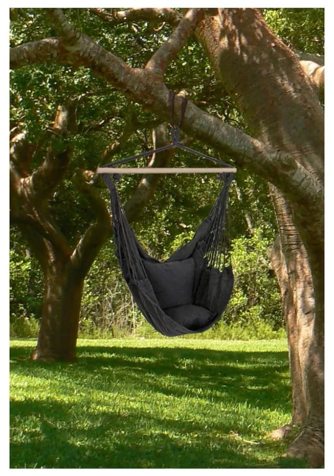 Fotoliu suspendat de grădină negru capitonat Tobago – Garden Pleasure