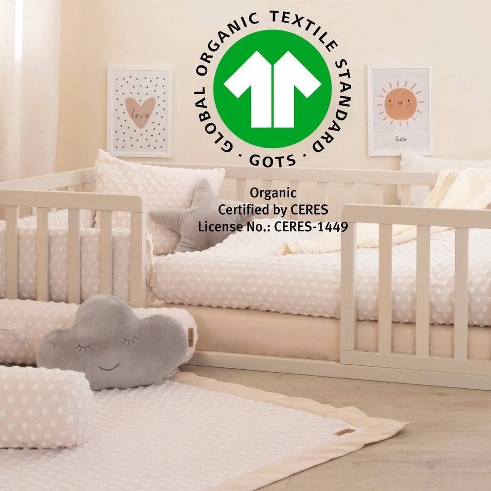 Pătură pentru copii bej din bumbac tricotată 80x80 cm Frosty Almond – Roba