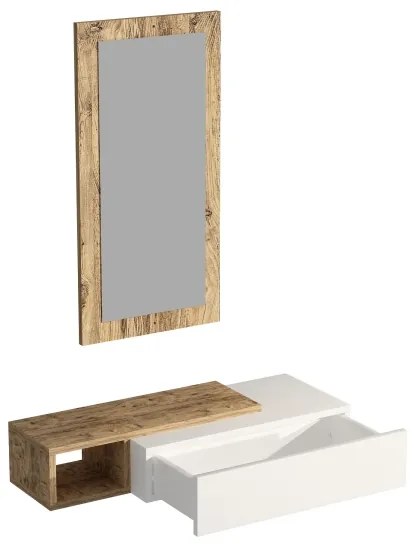 Raft de perete + oglindă de perete VIEN alb/pin atlantic