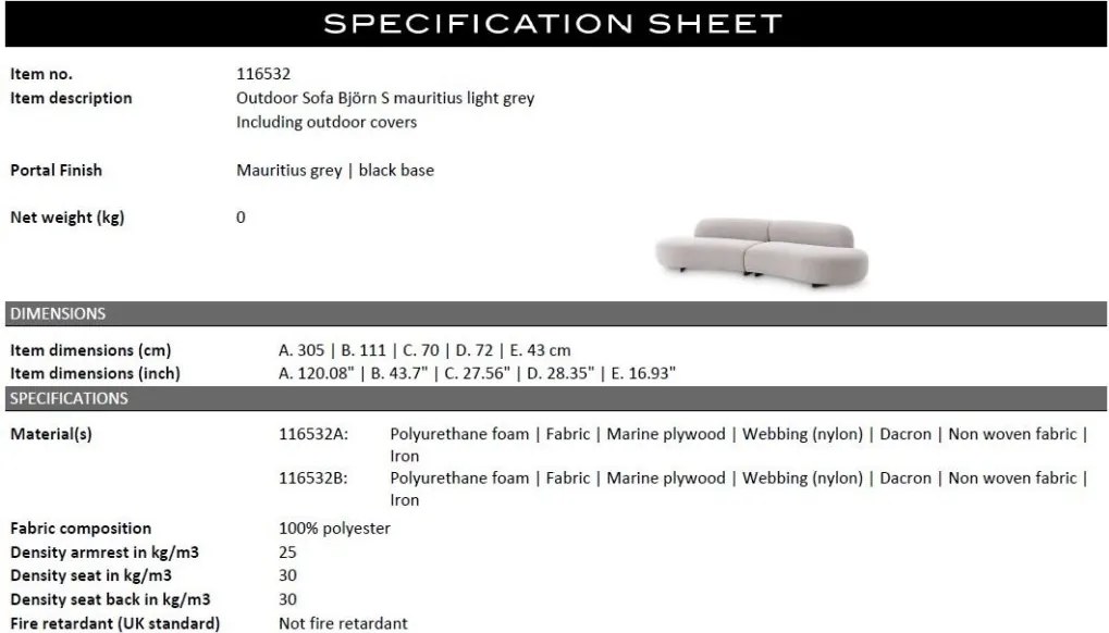 Canapea design modern LUX Bjorn S, mauritius grey