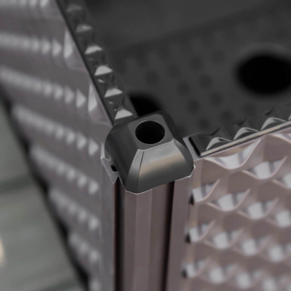 Outsunny Jardinieră din plastic cu roți și orificii de drenaj pentru cultivarea plantelor în exterior 50x50x33 cm Marrón | Aosom Romania