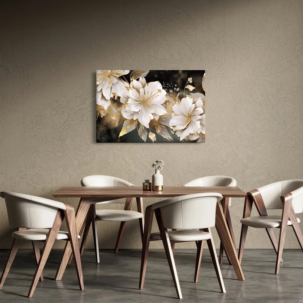 Tablou - Flori în aur (90x60 cm)