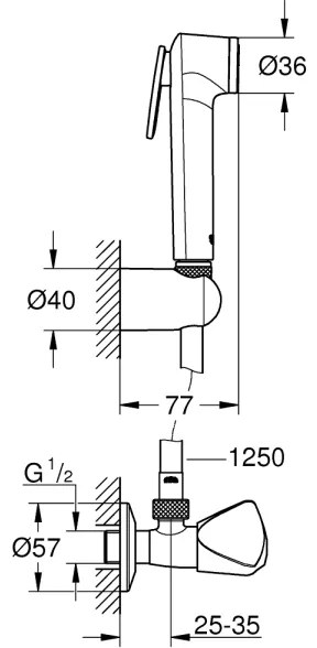 GROHE 27514001 - Pistol pentru bideu manual TEMPESTA-F TRIGGER SPRAY 30, 36 mm, crom