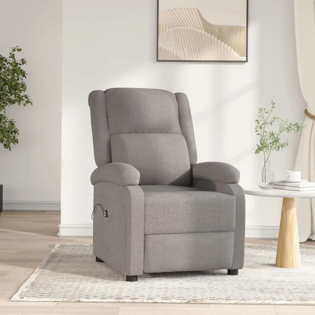 3098360 vidaXL Fotoliu rabatabil electric, gri taupe, material textil