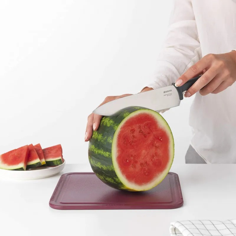 Cutit de bucatar Brabantia Tasty+ 1001163, 20 cm, Otel calit, Rezistent la zgarieturi si coroziune, Gri inchis