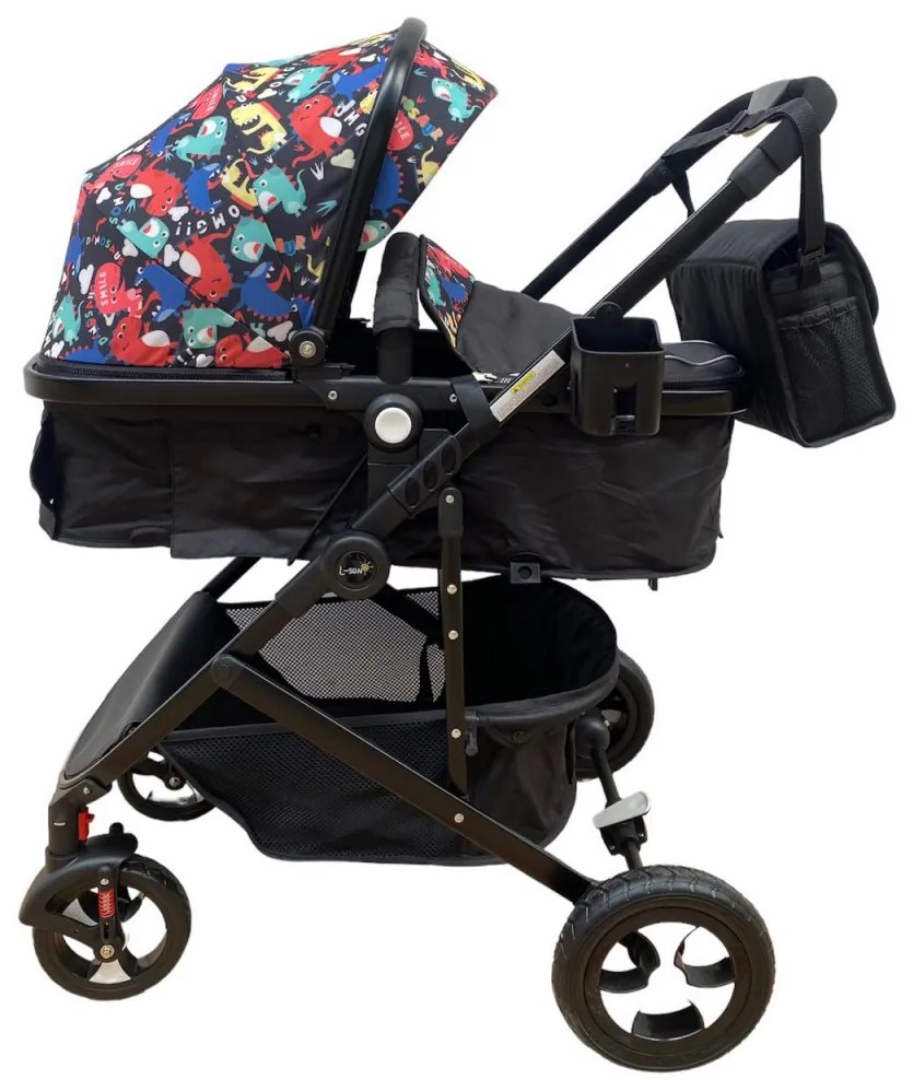 Carucior 2 in 1 reversibil si transformabil, landou sport si geanta cadou - Multicolor - CPC-08-multicolor